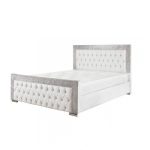 Glitter Fabric & PVC Leather Upholstered Bed Frame