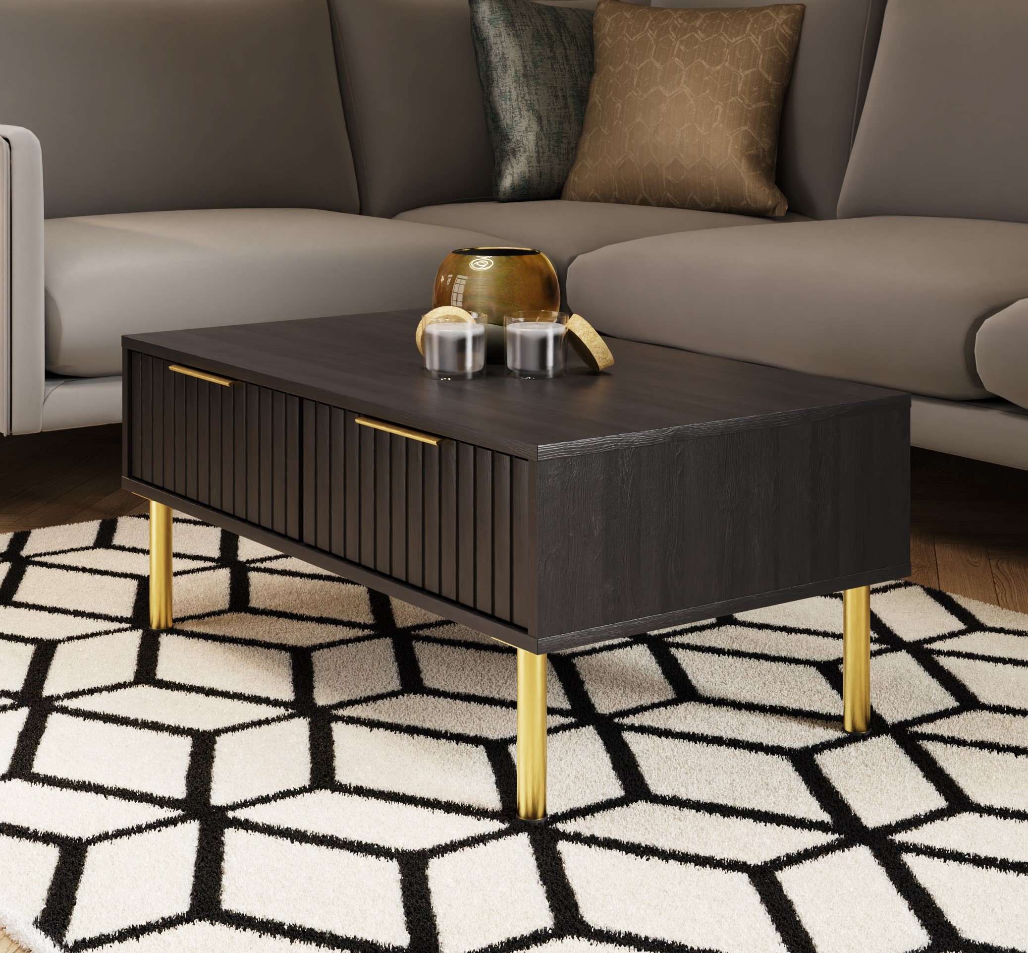 NRVCOFBLK-Main.jpg NERVATA COFFEE TABLE BLACK - Image 1
